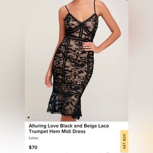 Alluring Love Black and Beige Lace Trumpet Hem Midi Dress